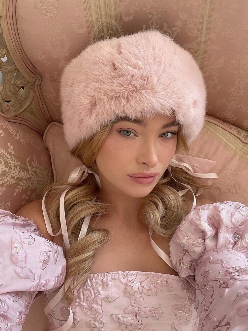 Plush Pink Faux Fur Headband Hat — Luxe Winter Hair Accessory